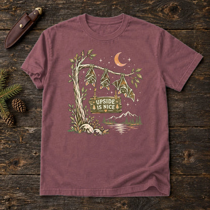 Upside Is Nice Bat Graphic Tee on Brick Premium Tee