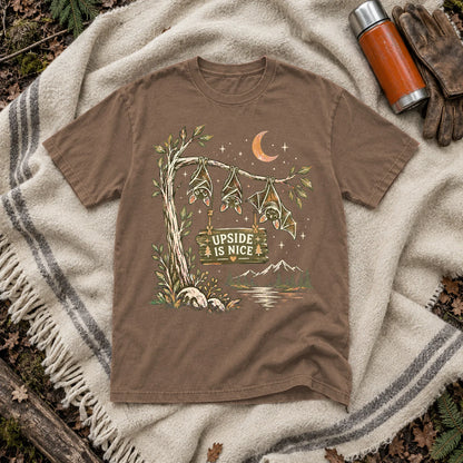 Upside Is Nice Bat Graphic Tee on Espresso Premium Tee
