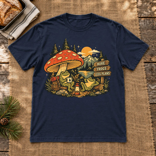 More Frogs Less Plans Graphic Tee on Navy Everyday Soft Tee