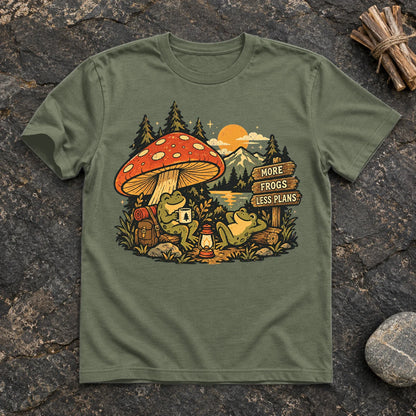 More Frogs Less Plans Graphic Tee on Military Green Everyday Soft Tee