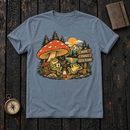 More Frogs Less Plans Graphic Tee on Heather Indigo Everyday Soft Tee