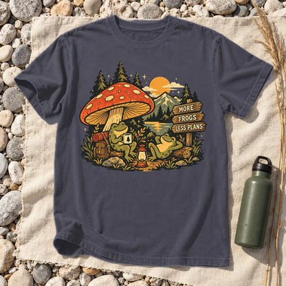 More Frogs Less Plans Graphic Tee on Navy Premium Tee