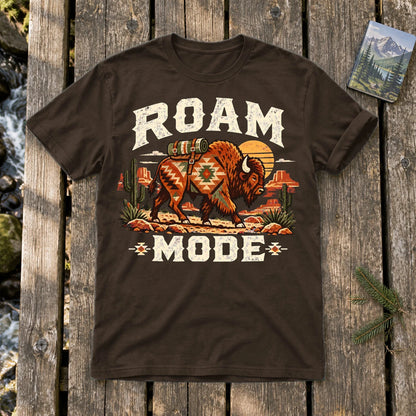 Roam Mode Desert Bison Graphic Tee on Dark Chocolate Everyday Soft Tee
