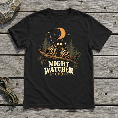 Night Watcher Moth Graphic Tee on Black Everyday Soft Tee