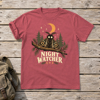 Night Watcher Moth Graphic Tee on Heather Red Everyday Soft Tee