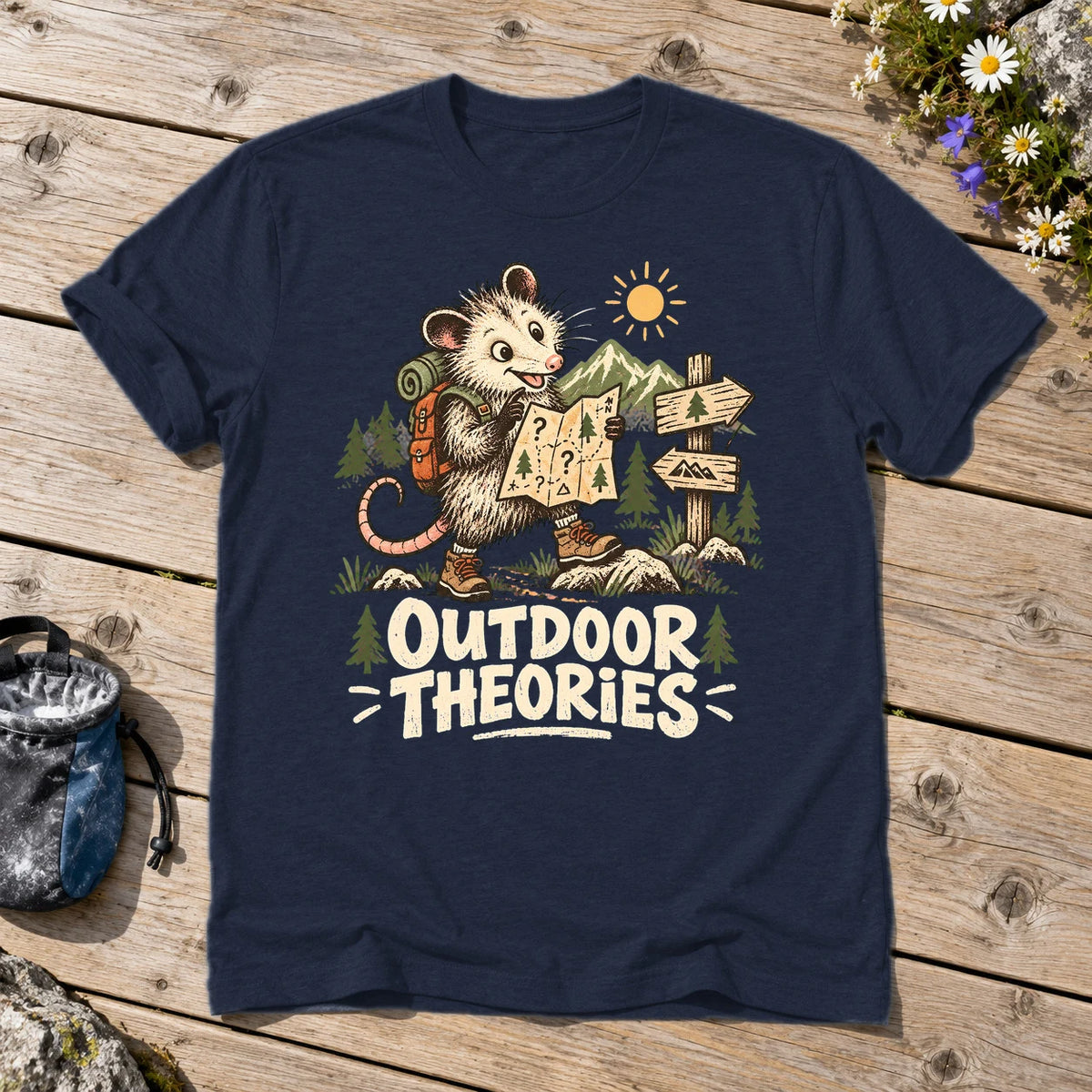 Outdoor Theories Possum Graphic Tee on Navy Everyday Soft Tee