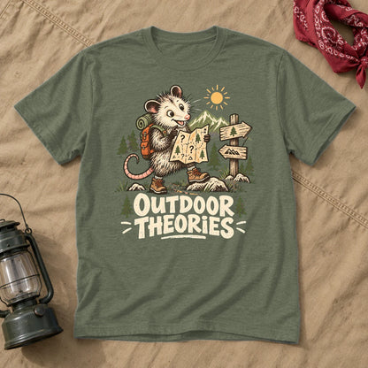 Outdoor Theories Possum Graphic Tee on Military Green Everyday Soft Tee
