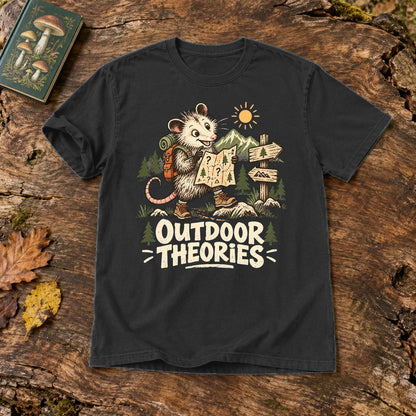 Outdoor Theories Possum Graphic Tee on Black Premium Tee