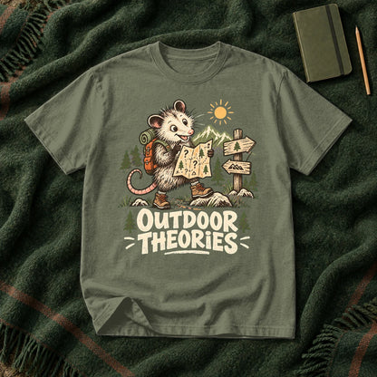 Outdoor Theories Possum Graphic Tee on Moss Premium Tee