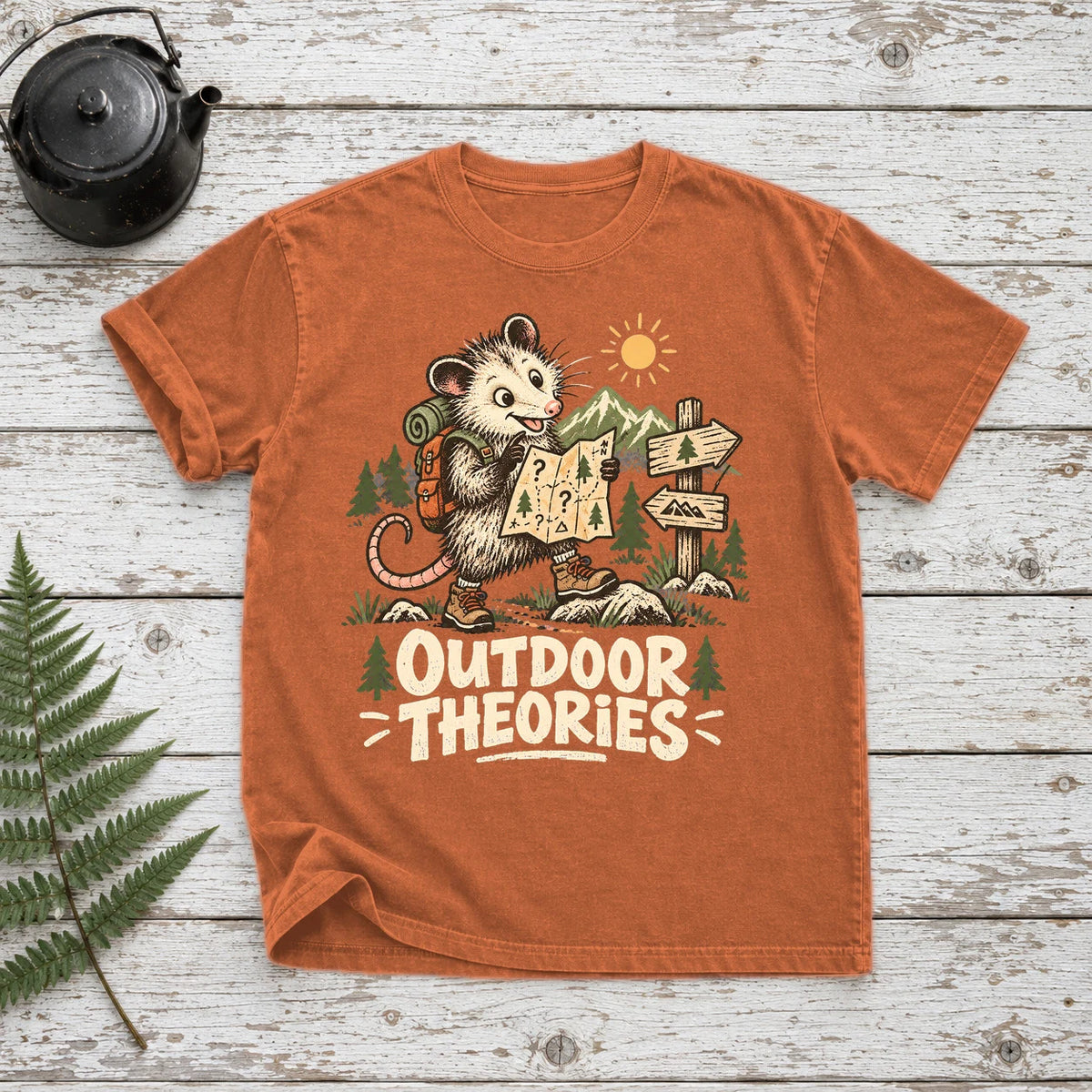 Outdoor Theories Possum Graphic Tee on Yam Premium Tee
