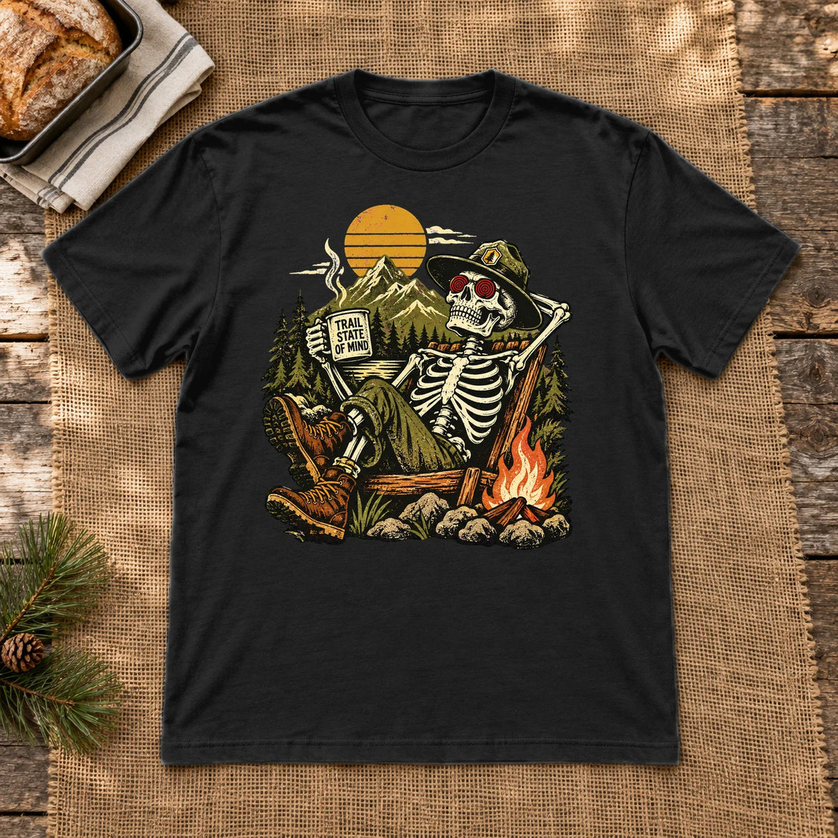 Trail State of Mind Skeleton Graphic Tee on Black Everyday Soft Tee
