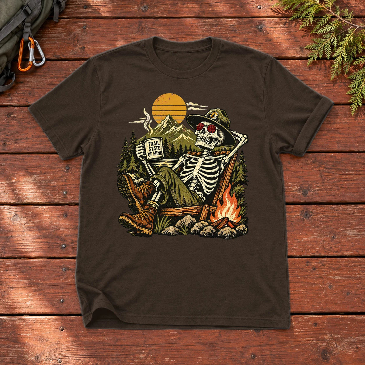 Trail State of Mind Skeleton Graphic Tee on Dark Chocolate Everyday Soft Tee