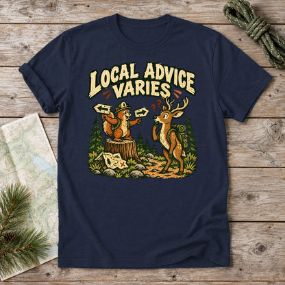 Local Advice Varies Vintage Trail Graphic Tee on Navy Everyday Soft Tee