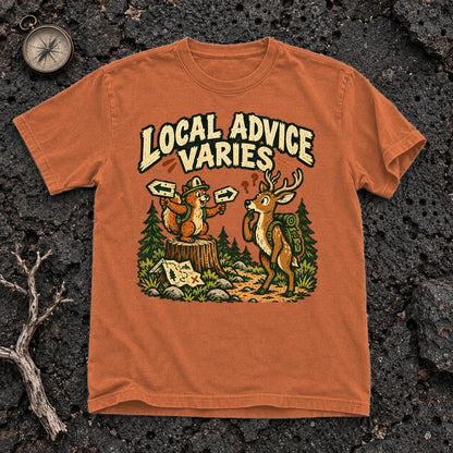 Local Advice Varies Vintage Trail Graphic Tee on Yam Premium Tee