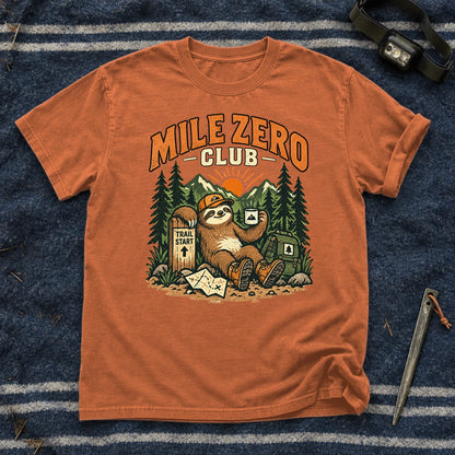 Mile Zero Club Sloth Hiking Graphic Tee on Yam Premium Tee