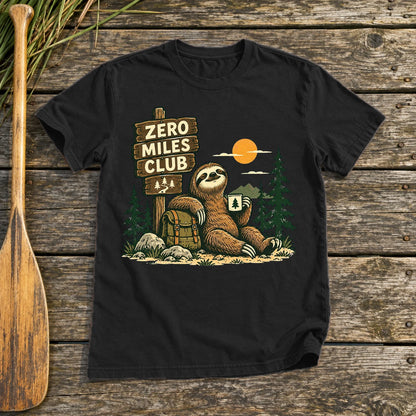 Zero Miles Club Sloth Graphic Tee on Black Everyday Soft Tee
