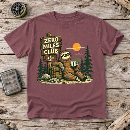 Zero Miles Club Sloth Graphic Tee on Brick Premium Tee