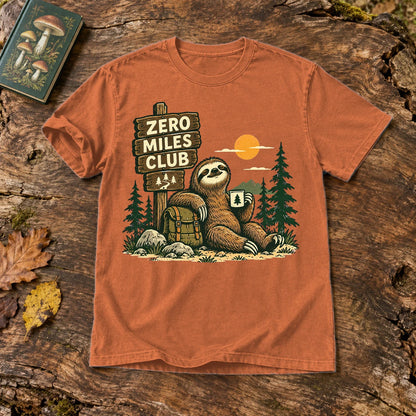 Zero Miles Club Sloth Graphic Tee on Yam Premium Tee
