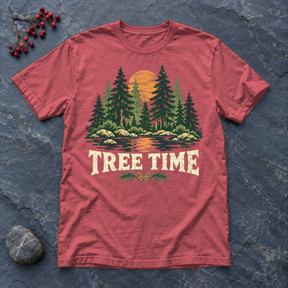 Tree Time Vintage Nature Graphic Tee on Heather Red Everyday Soft Tee