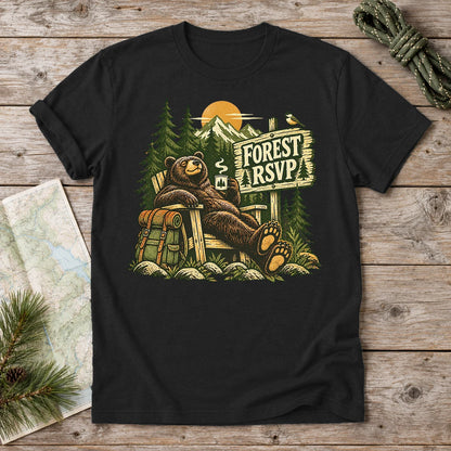 Forest RSVP Vintage Bear Graphic Tee on Black Everyday Soft Tee