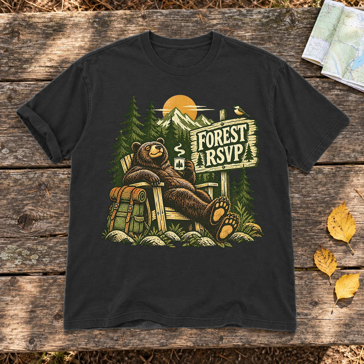 Forest RSVP Vintage Bear Graphic Tee on Black Premium Tee