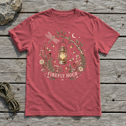 Firefly Hour Vintage Lantern Graphic Tee on Heather Red Everyday Soft Tee