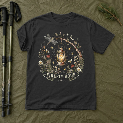 Firefly Hour Vintage Lantern Graphic Tee on Black Premium Tee