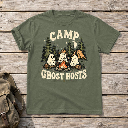 Camp Ghost Hosts Graphic Tee on Military Green Everyday Soft Tee
