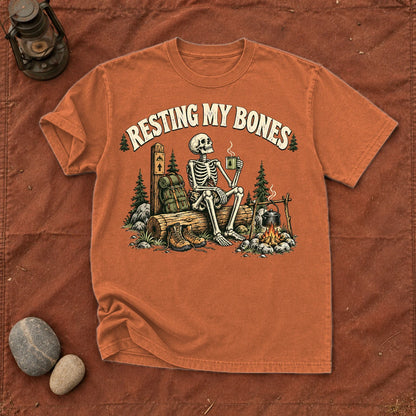 Resting My Bones Camping Graphic Tee on Yam Premium Tee