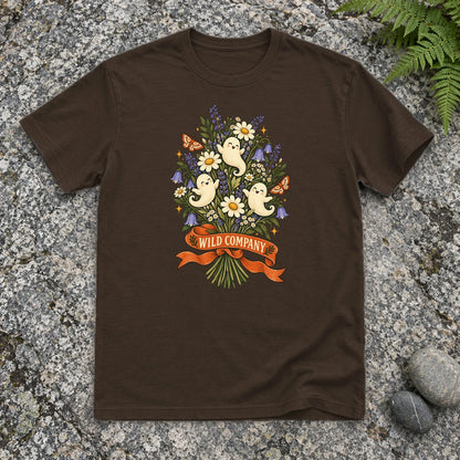Wild Company Ghost Bouquet Graphic Tee on Dark Chocolate Everyday Soft Tee