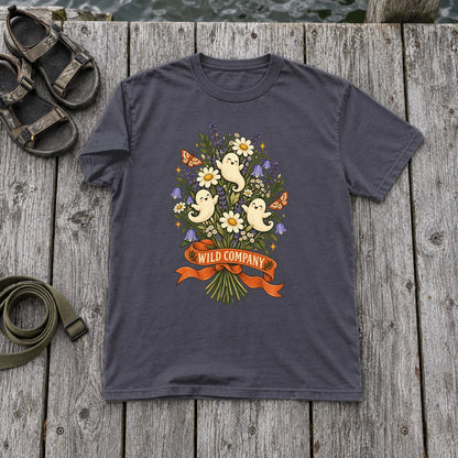 Wild Company Ghost Bouquet Graphic Tee on Navy Premium Tee