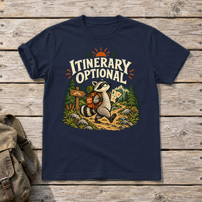 Itinerary Optional Raccoon Graphic Tee on Navy Everyday Soft Tee