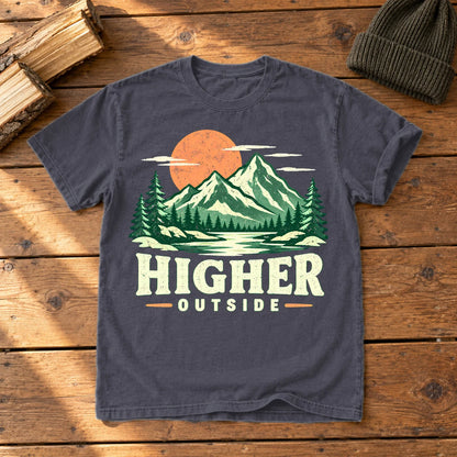 Higher Outside Vintage Mountain Graphic Tee on Navy Premium Tee