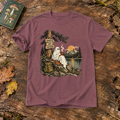 Ghosts Get Outside Graphic Tee on Brick Premium Tee