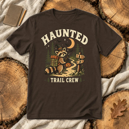 Haunted Trail Crew Raccoon Graphic Tee on Dark Chocolate Everyday Soft Tee