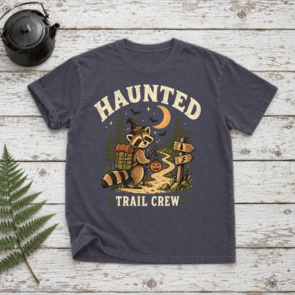Haunted Trail Crew Raccoon Graphic Tee on Navy Premium Tee