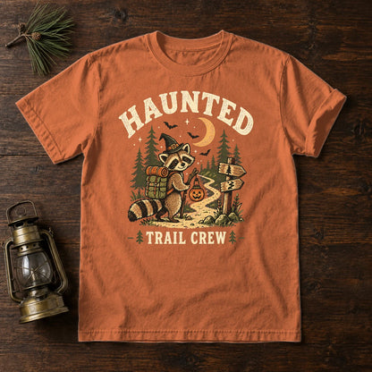 Haunted Trail Crew Raccoon Graphic Tee on Yam Premium Tee