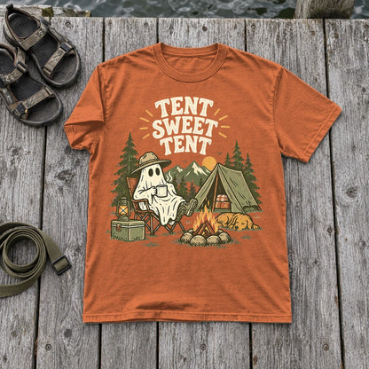 Tent Sweet Tent Ghost Camper Graphic Tee on Yam Premium Tee