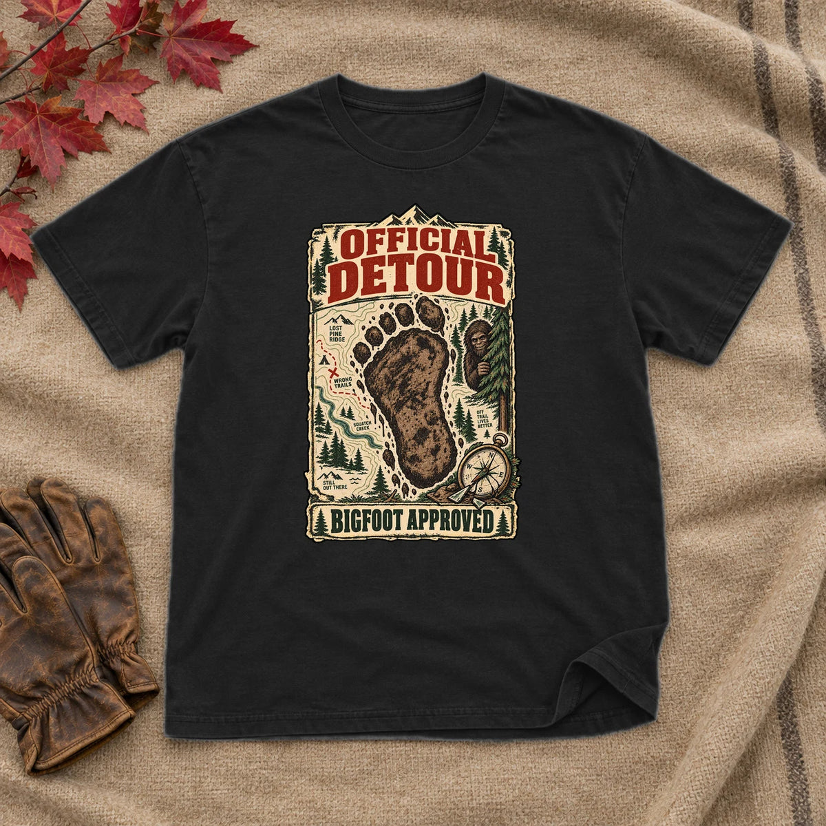 Official Detour Bigfoot Graphic Tee on Black Everyday Soft Tee