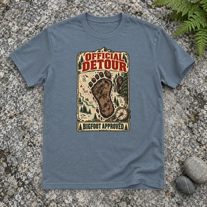 Official Detour Bigfoot Graphic Tee on Heather Indigo Everyday Soft Tee