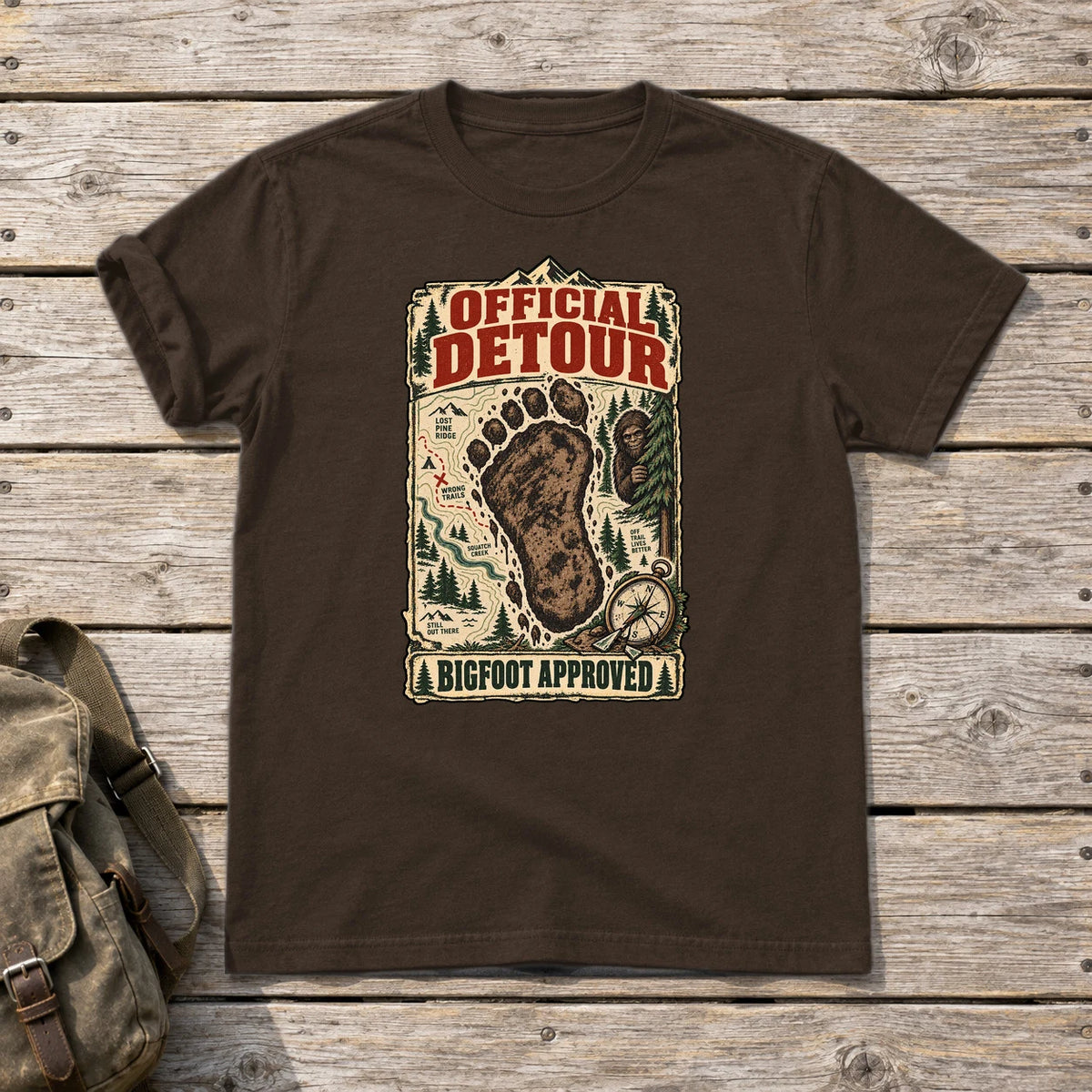 Official Detour Bigfoot Graphic Tee on Dark Chocolate Everyday Soft Tee
