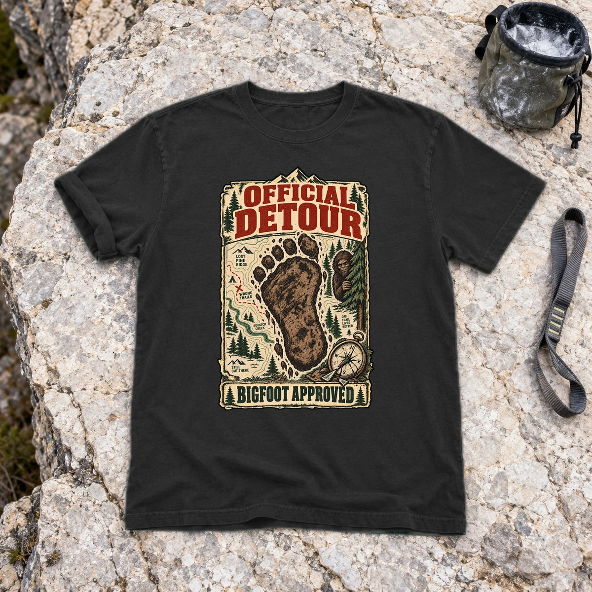Official Detour Bigfoot Graphic Tee on Black Premium Tee
