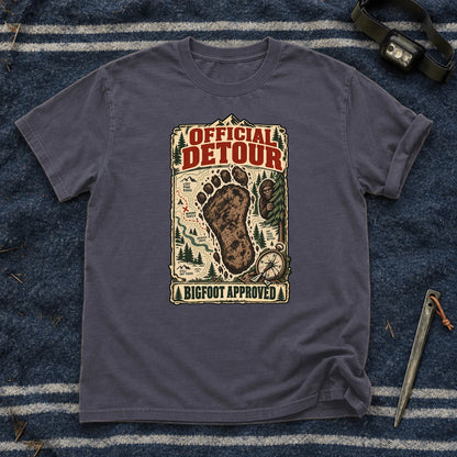 Official Detour Bigfoot Graphic Tee on Navy Premium Tee