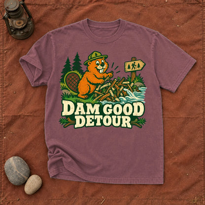 Dam Good Detour Retro Beaver Graphic Tee on Brick Premium Tee