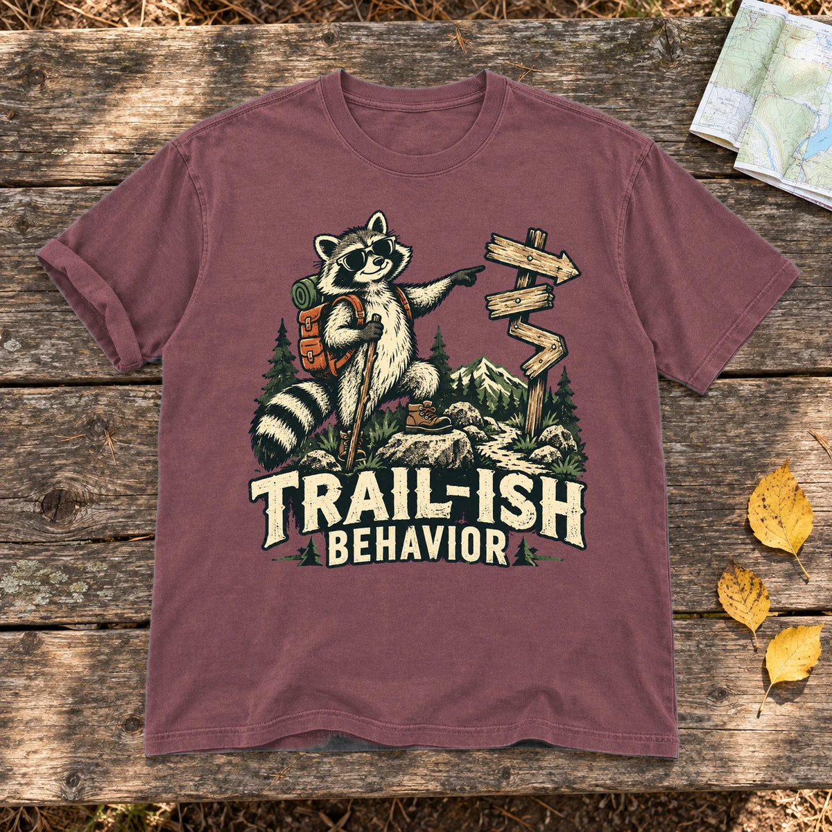 Trail-ish Behavior Raccoon Graphic Tee on Brick Premium Tee