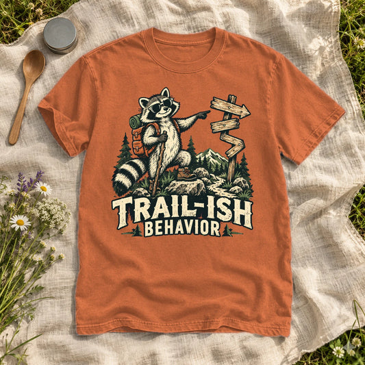 Trail-ish Behavior Raccoon Graphic Tee on Yam Premium Tee