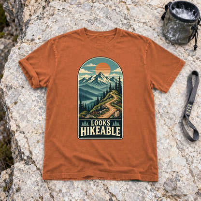 Looks Hikeable Vintage Mountain Graphic Tee on Yam Premium Tee