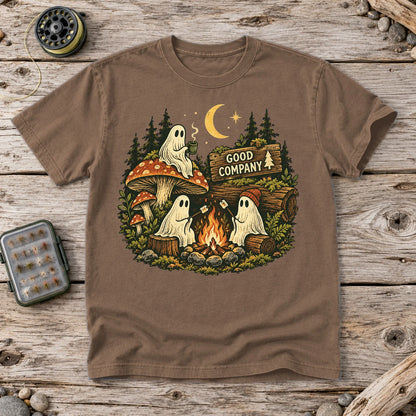 Good Company Ghost Campfire Graphic Tee on Espresso Premium Tee