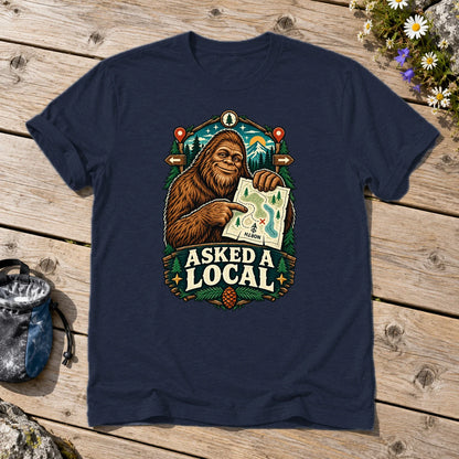 Asked A Local Bigfoot Graphic Tee on Navy Everyday Soft Tee