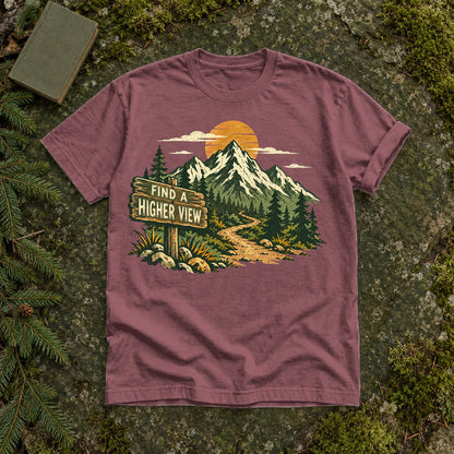 Find A Higher View Mountain Graphic Tee on Brick Premium Tee